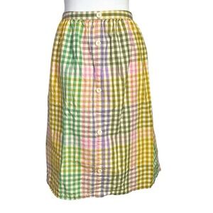 Free Assembly Girls Multicolor Gingham Faux Button-Down Midi Skirt